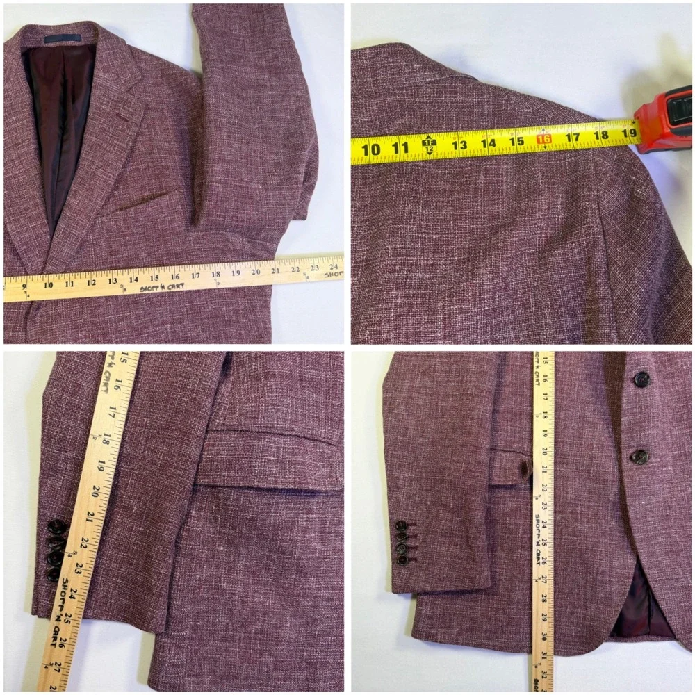 Rare Scabal Custom Mens Linen Wool Blazer Sport Coat Burgundy Kenton 52L 42L
